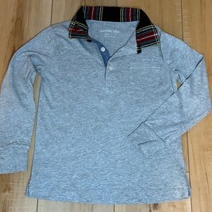 J.Crew Crewcuts Boys’ Stewart Plaid Collar Knit Polo – Size 6-7